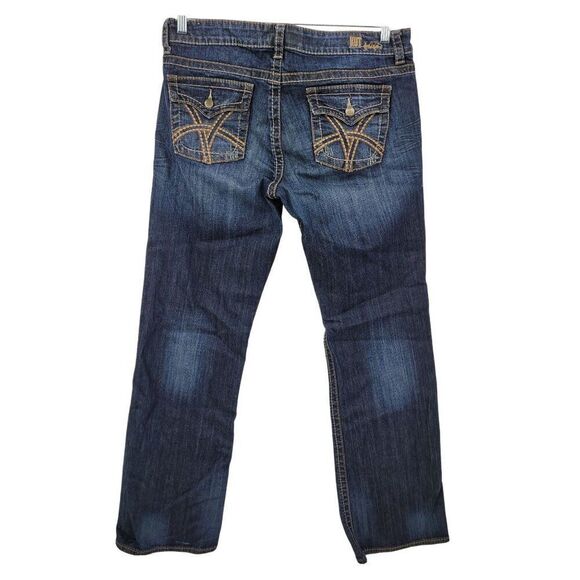 Kut From The Kloth Womens So Low Jeans Sz14 Dark Wash Bootcut Bling Pockets - Picture 15 of 16